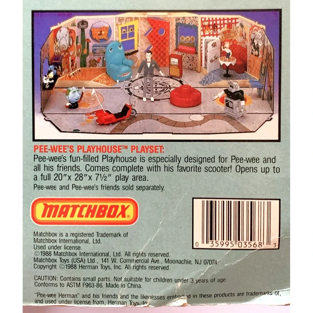 1988 Matchbox Playhouse Pee-Wee Herman, Scooter & Helmet Figure Set Sealed READ - Picture 14 of 16